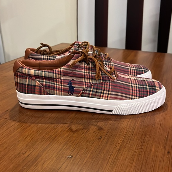 Polo Ralph Lauren Vaughn Boat Deck Shoes Sneakers new wine plaid Men’s Size 9 - Picture 3 of 13